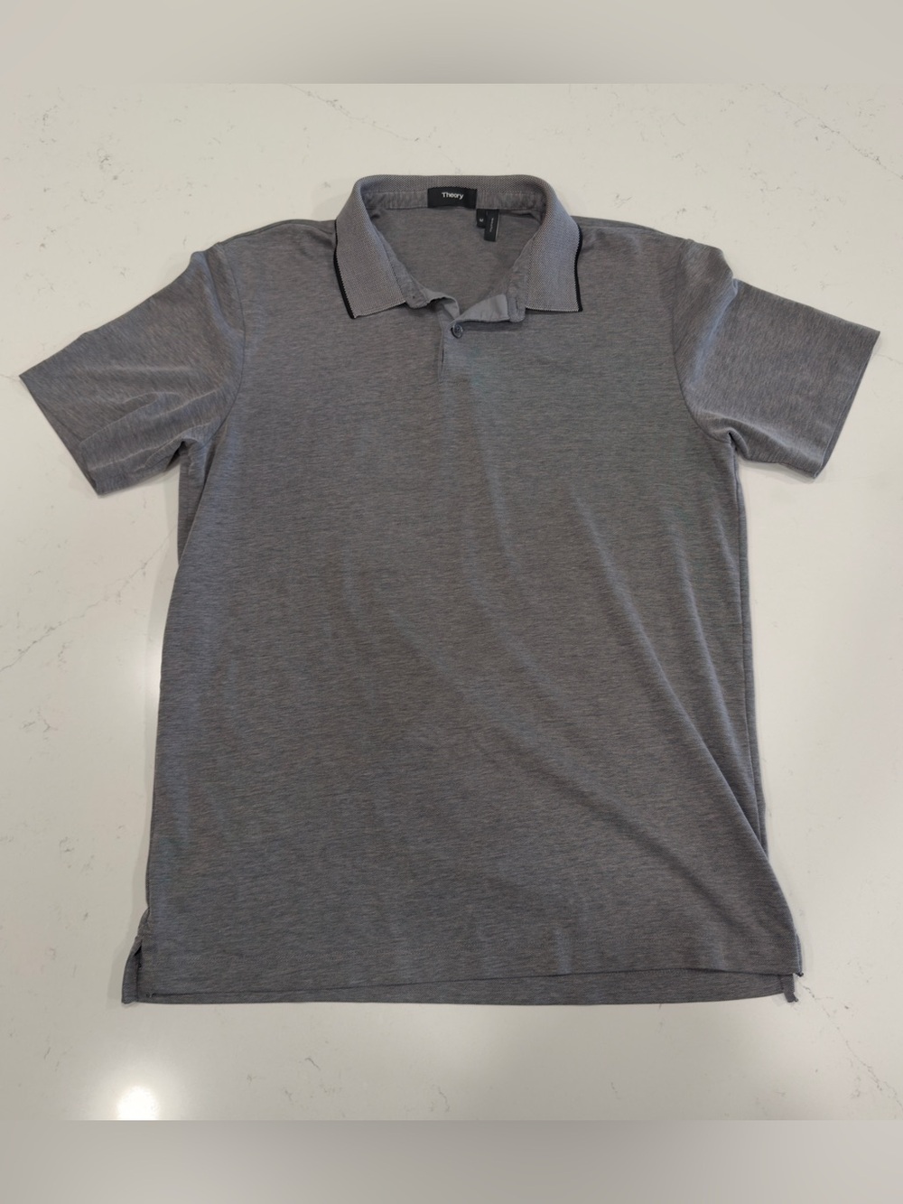 Theory Men's Heather Gray Short Sleeve Polo - Medium